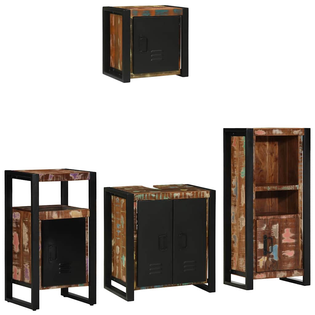 Bathroom Furniture Set With Drawer 4 Pcs Solid Reclaim Wood