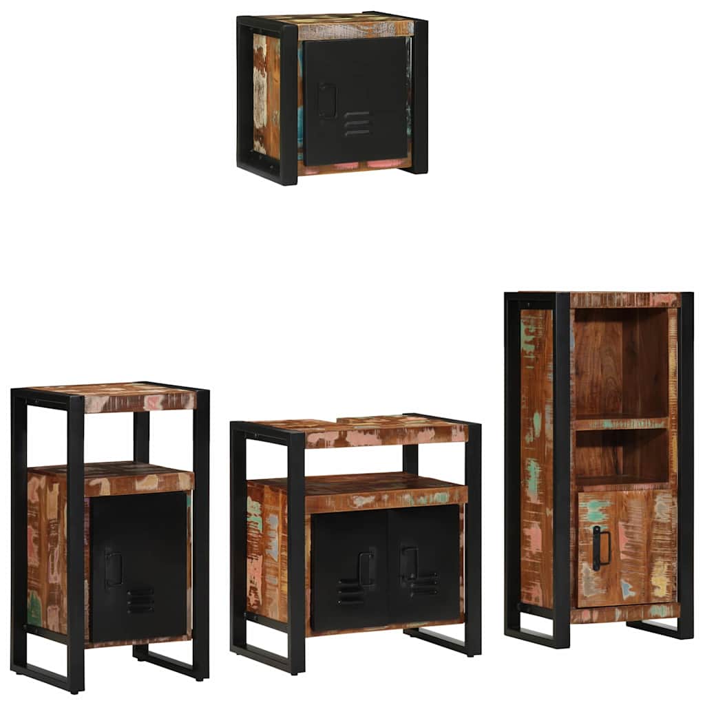 Bathroom Furniture Set With Drawer 4 Pcs Solid Reclaim Wood