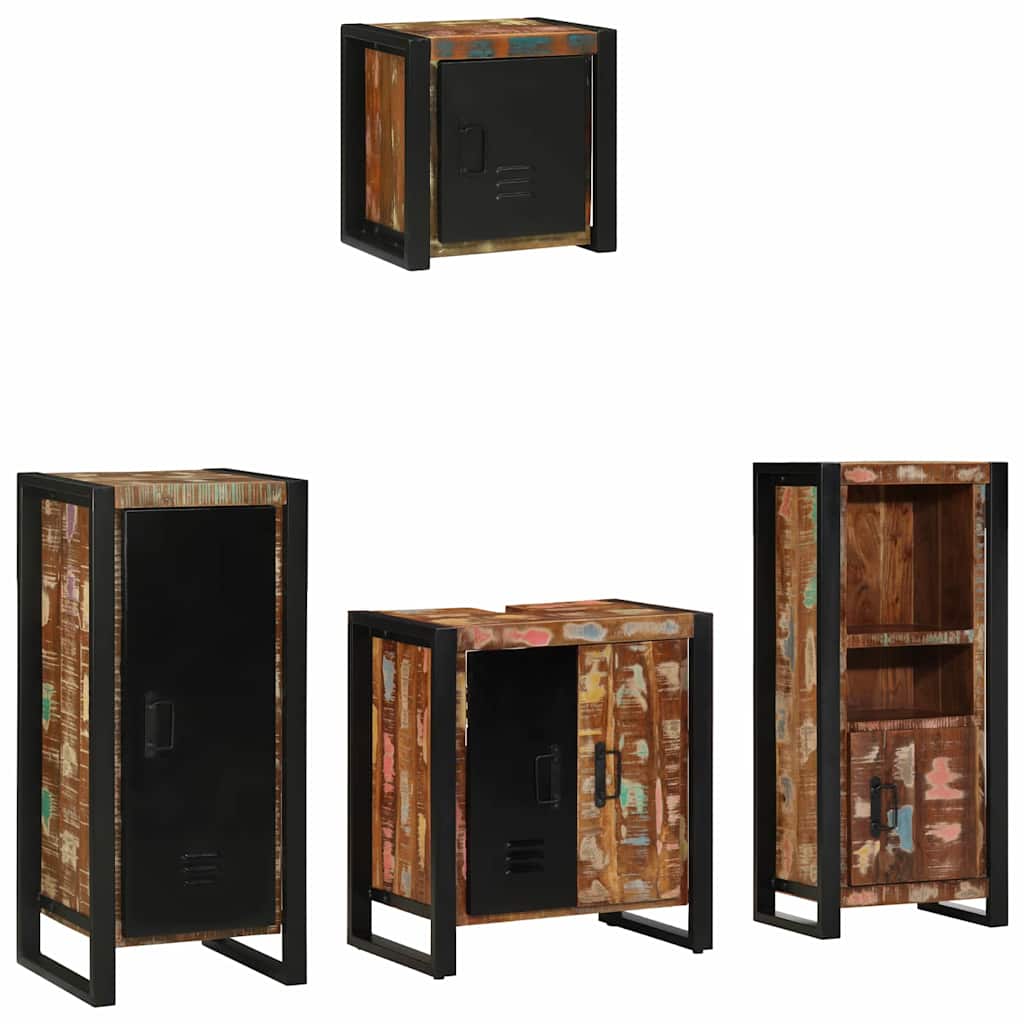Bathroom Furniture Set With Drawer 4 Pcs Solid Reclaim Wood