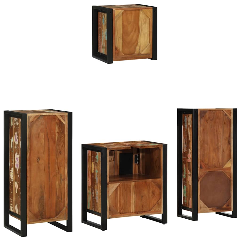 Bathroom Furniture Set With Drawer 4 Pcs Solid Reclaim Wood