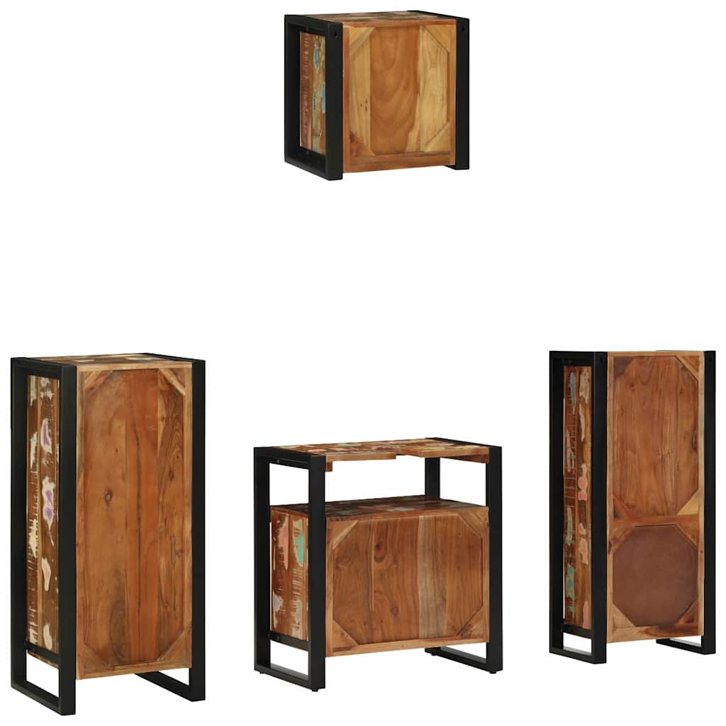 Bathroom Furniture Set With Drawer 4 Pcs Solid Reclaim Wood