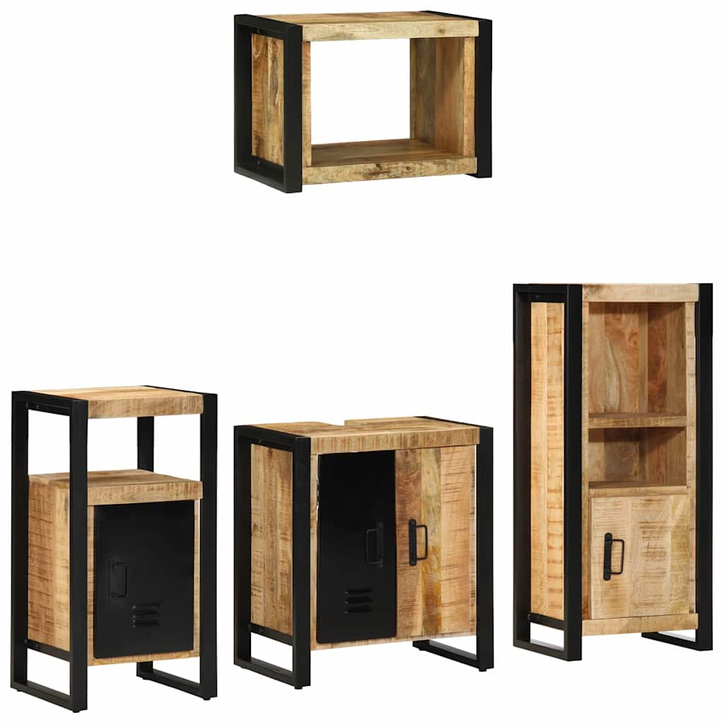 Bathroom Furniture Set Drawer 4 Pcs Solid Reclaim Wood Wall Mounted