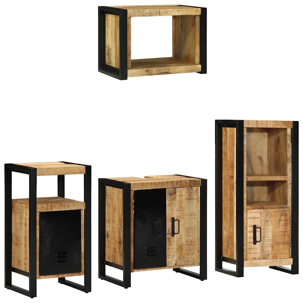 Bathroom Furniture Set Drawer 4 Pcs Solid Reclaim Wood Wall Mounted