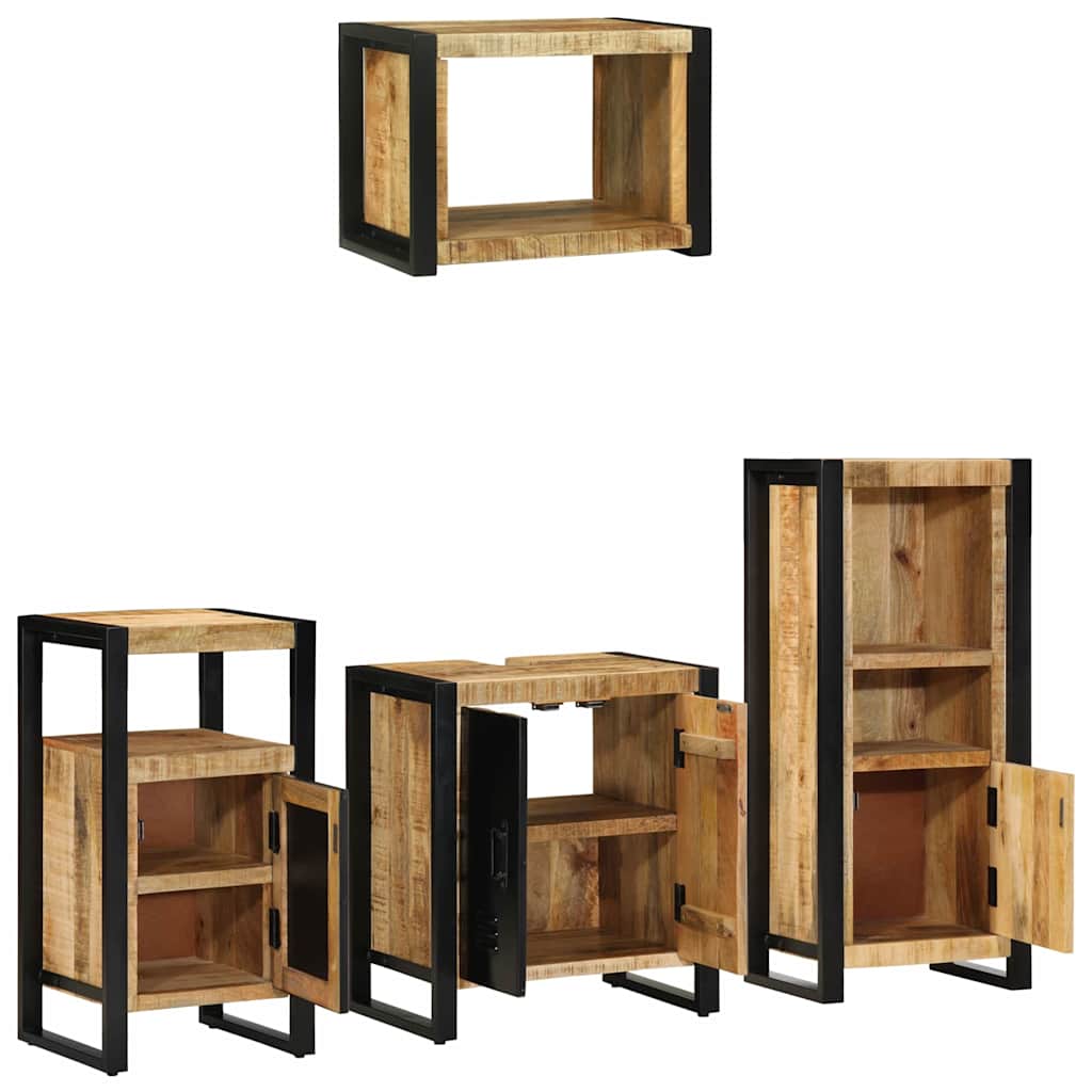 Bathroom Furniture Set Drawer 4 Pcs Solid Reclaim Wood Wall Mounted