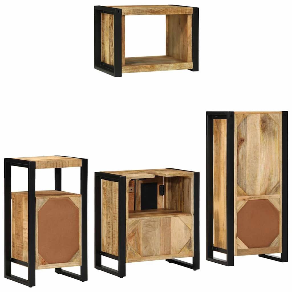 Bathroom Furniture Set Drawer 4 Pcs Solid Reclaim Wood Wall Mounted