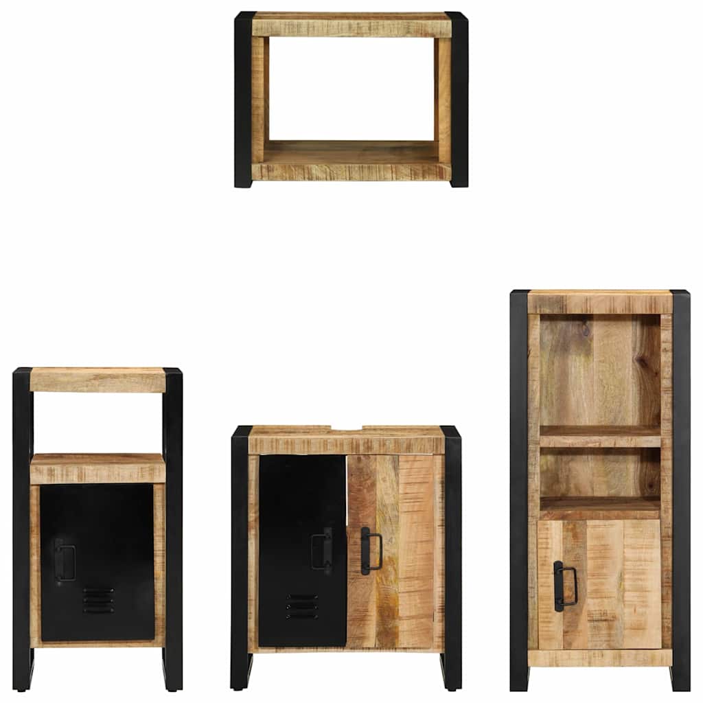 Bathroom Furniture Set Drawer 4 Pcs Solid Reclaim Wood Wall Mounted
