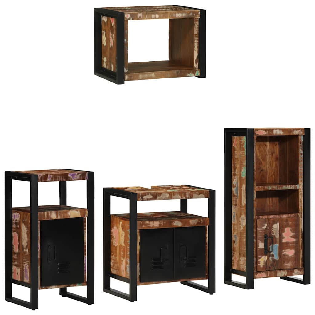Bathroom Furniture Set With Drawer 4 Pcs Solid Reclaim Wood