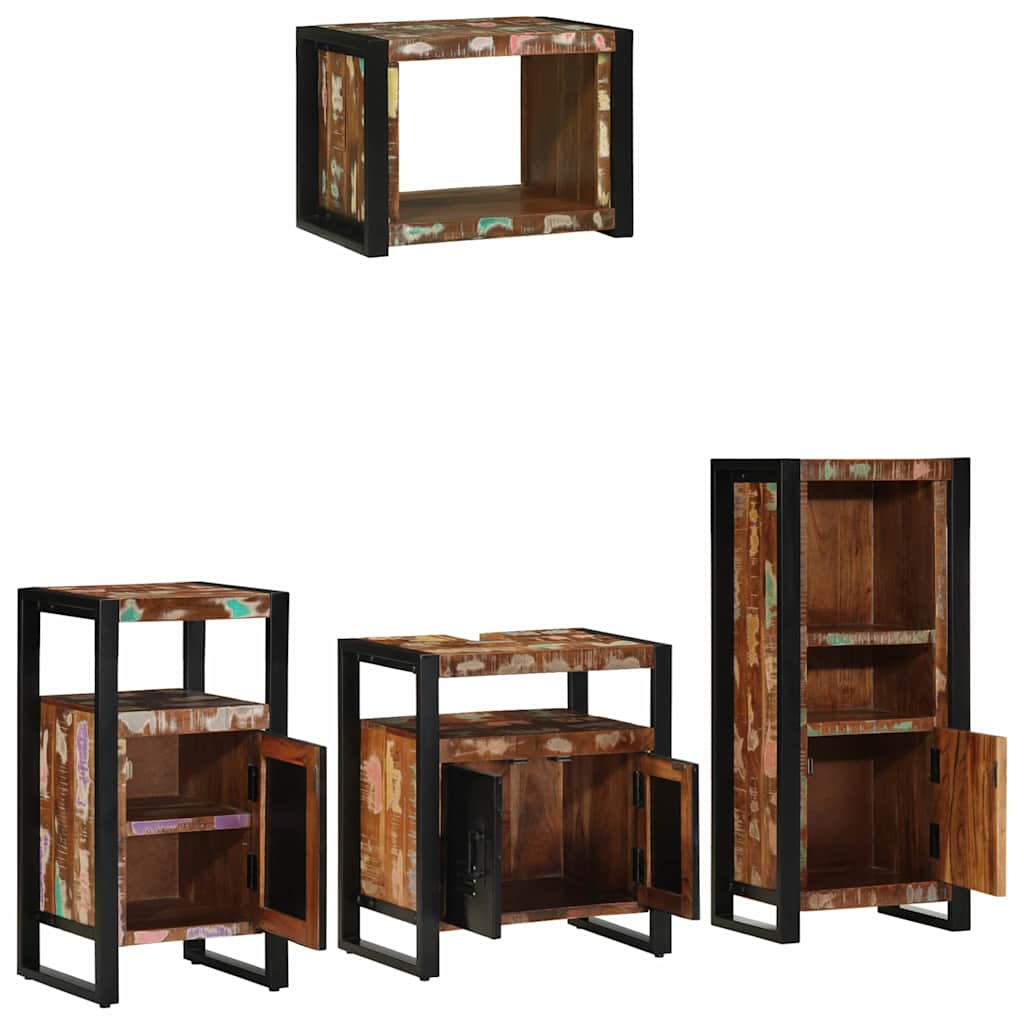 Bathroom Furniture Set With Drawer 4 Pcs Solid Reclaim Wood