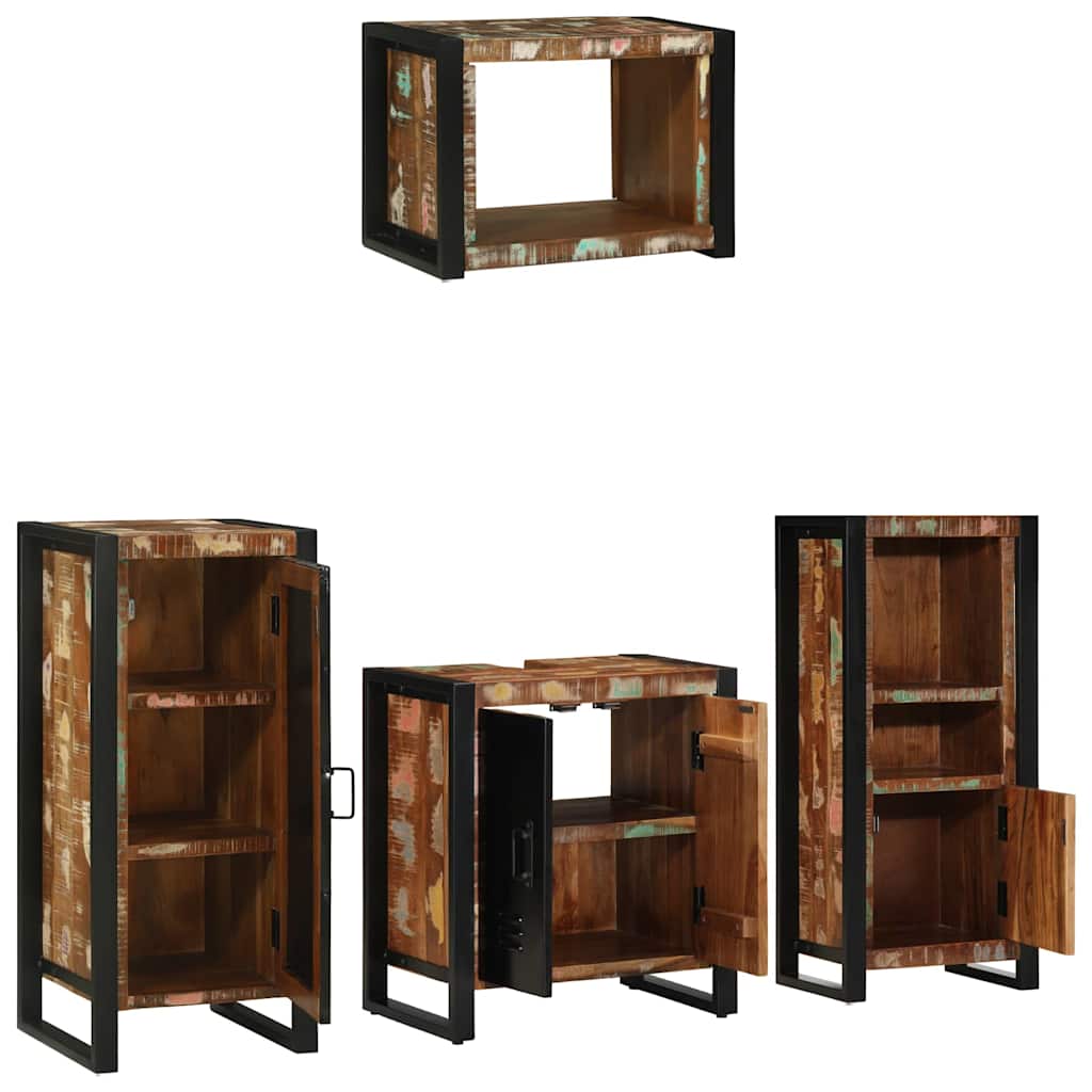 Bathroom Furniture Set With Drawer 4 Pcs Solid Reclaim Wood