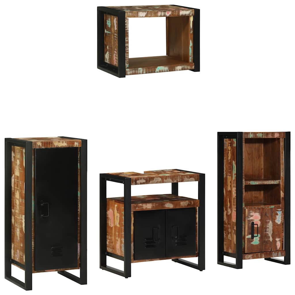 Bathroom Furniture Set With Drawer 4 Pcs Solid Reclaim Wood