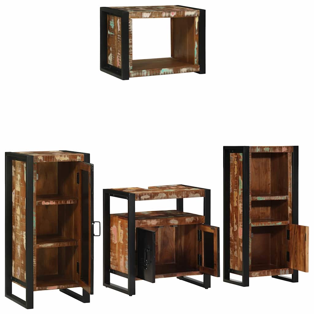 Bathroom Furniture Set With Drawer 4 Pcs Solid Reclaim Wood