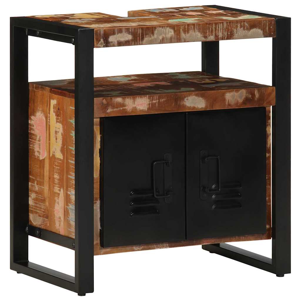 Bathroom Furniture Set 4 Pcs Multicolour Solid reclaimed wood LED 55 cm