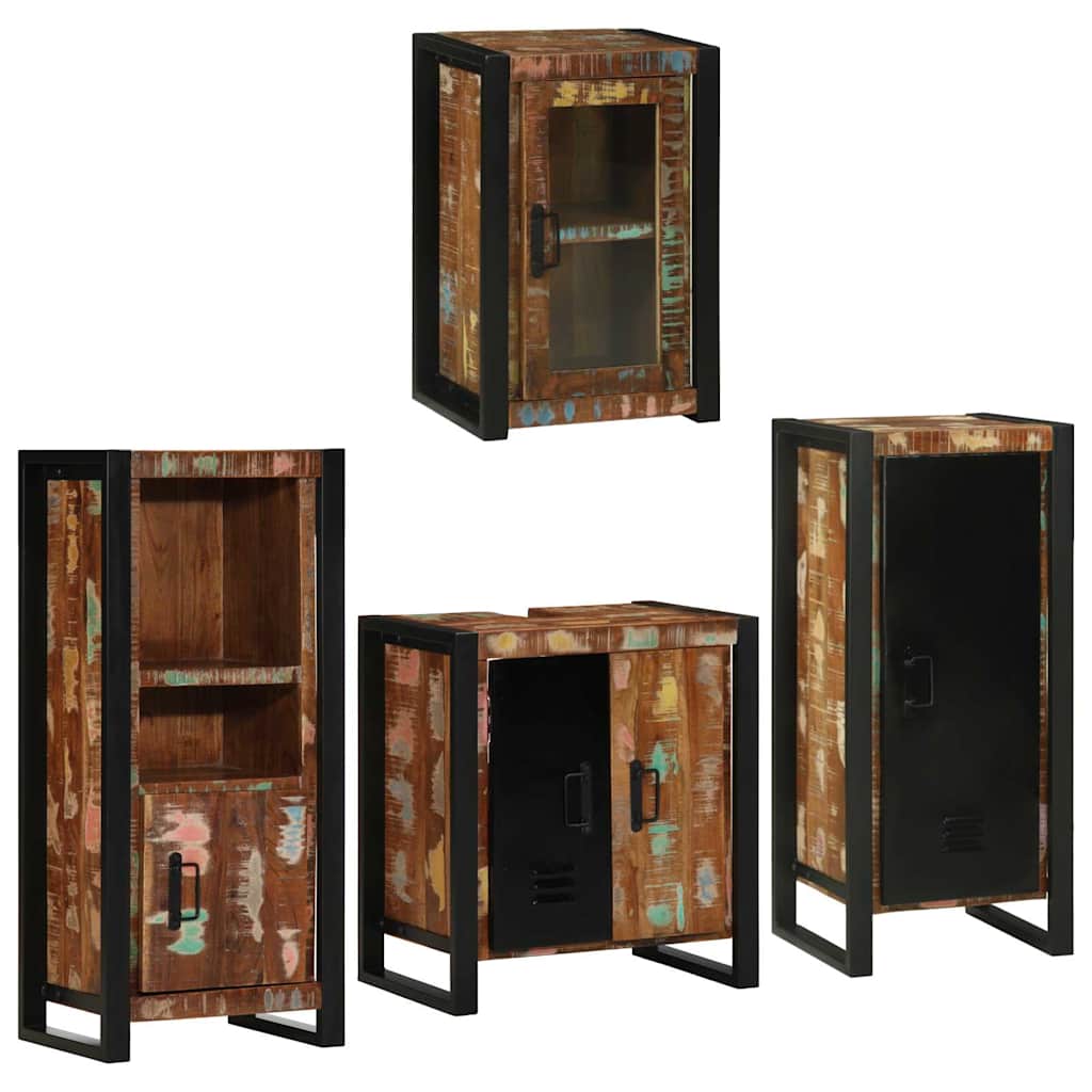 Bathroom Furniture Set 4 Pcs Multicolour Solid reclaimed wood 55 cm