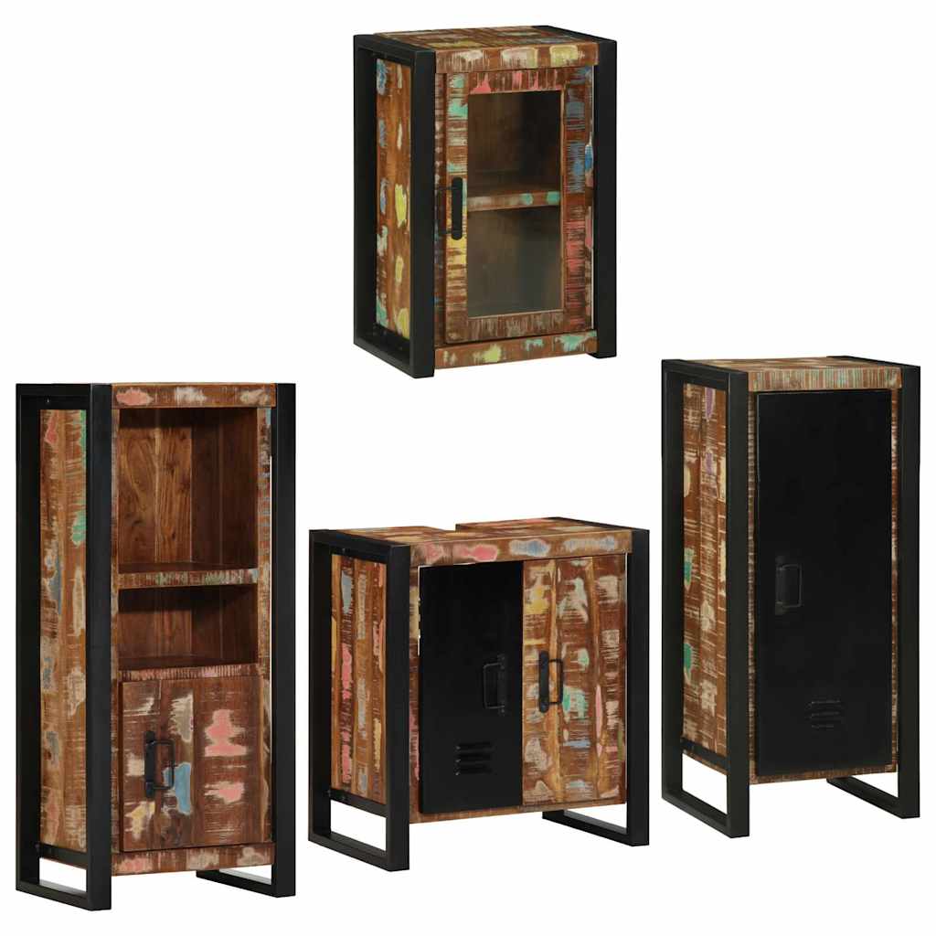 Bathroom Furniture Set 4 Pcs Multicolour Solid reclaimed wood 55 cm