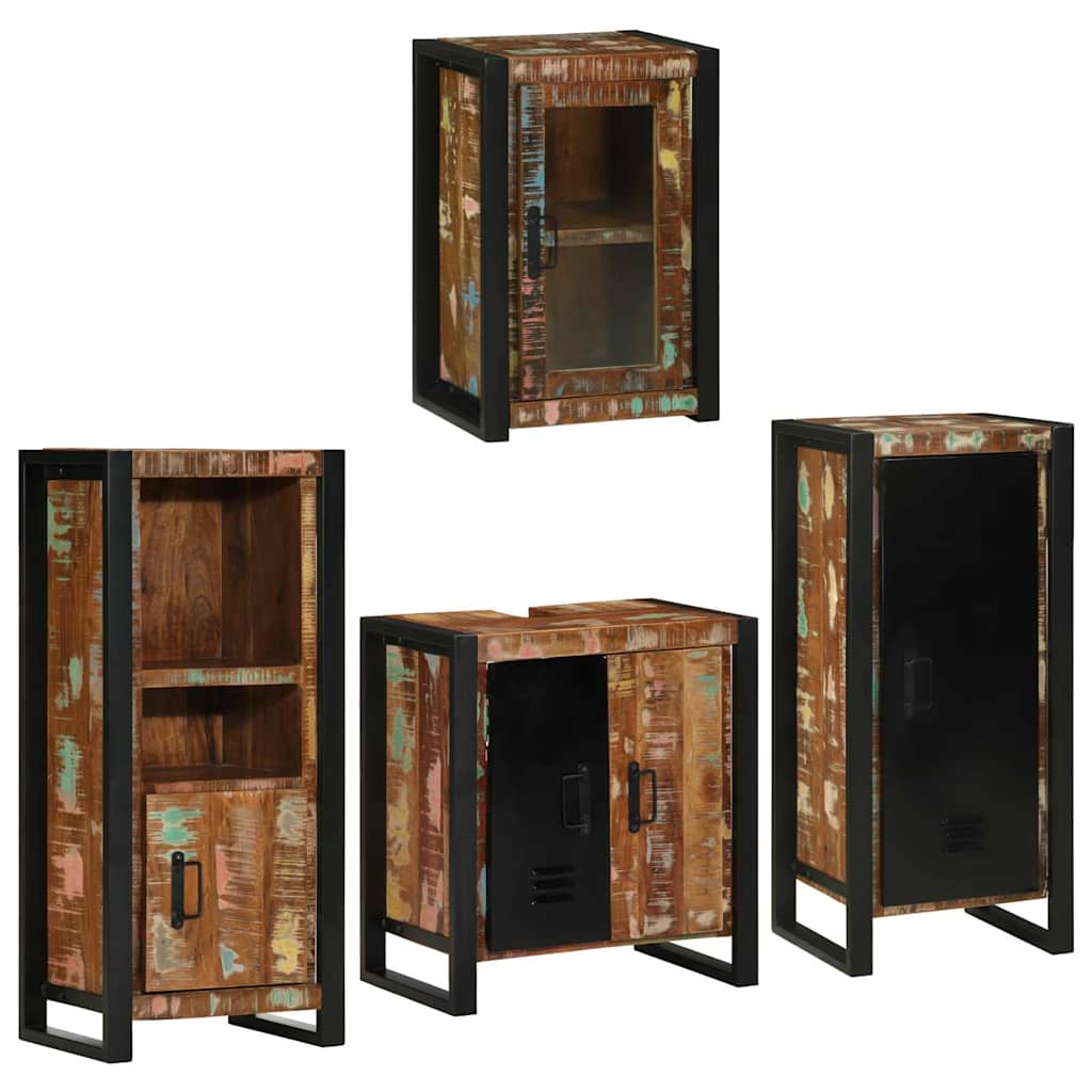 Bathroom Furniture Set 4 Pcs Multicolour Solid reclaimed wood 55 cm
