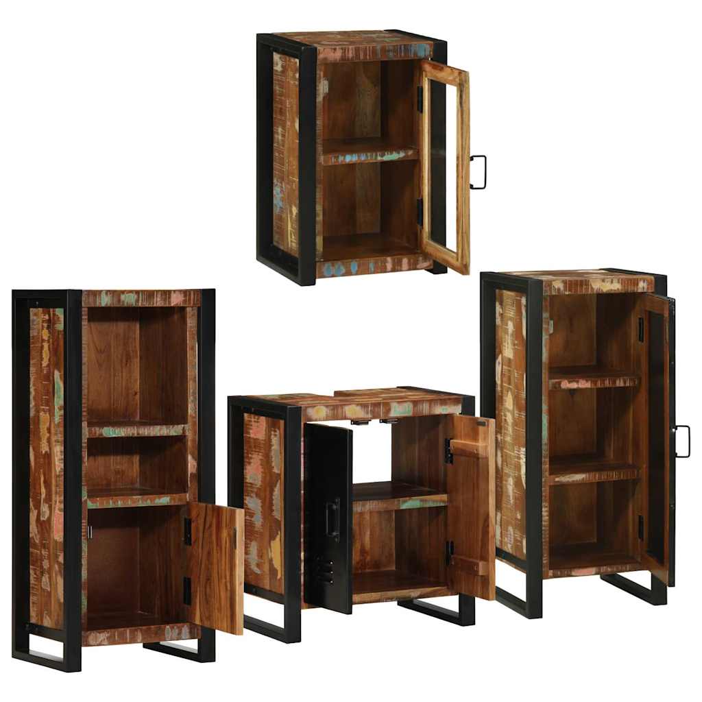 Bathroom Furniture Set 4 Pcs Multicolour Solid reclaimed wood 55 cm