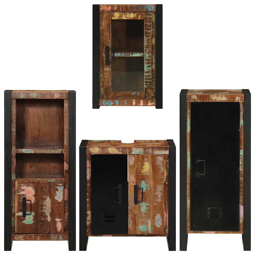 Bathroom Furniture Set 4 Pcs Multicolour Solid reclaimed wood 55 cm