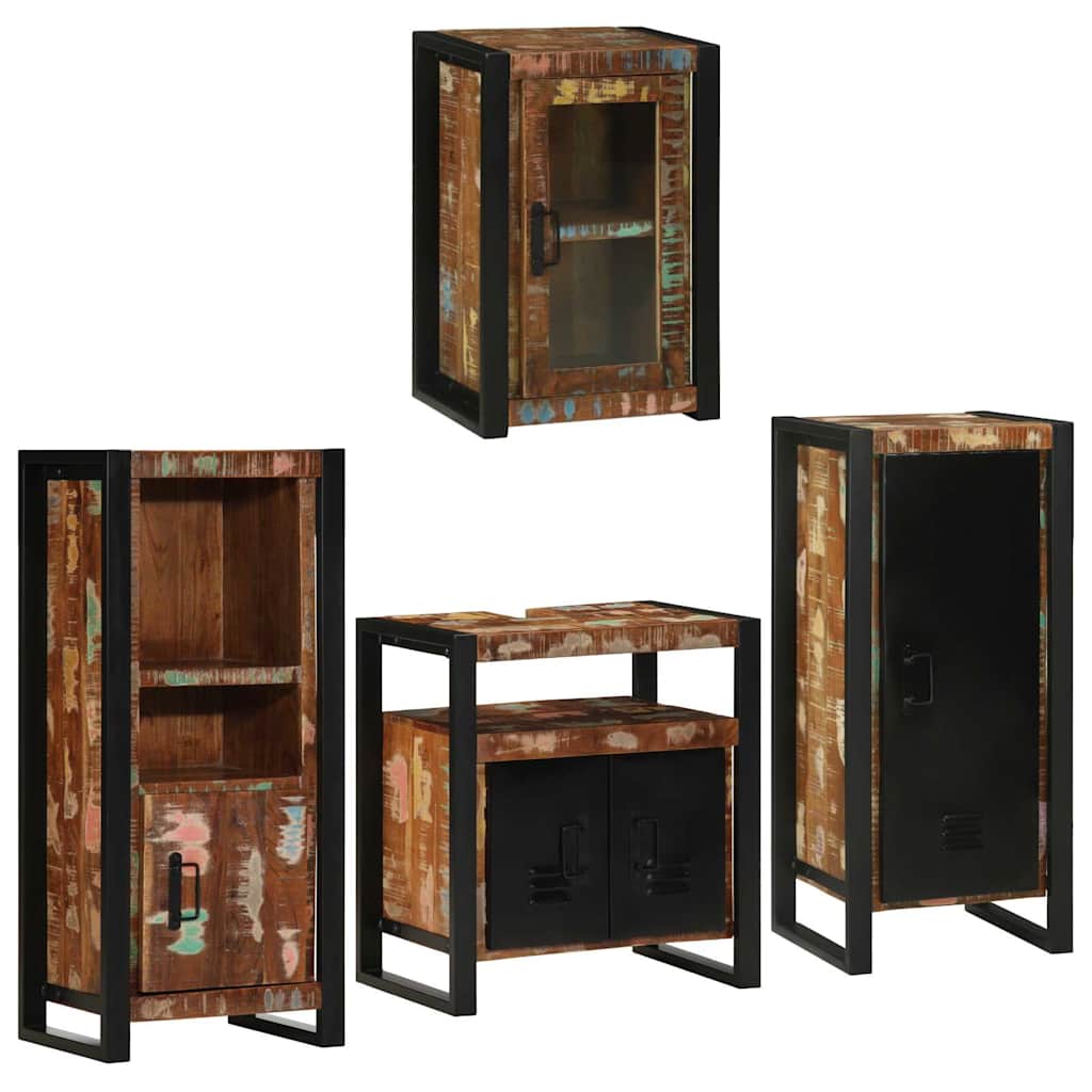 Bathroom Furniture Set 4 Pcs Multicolour Solid
