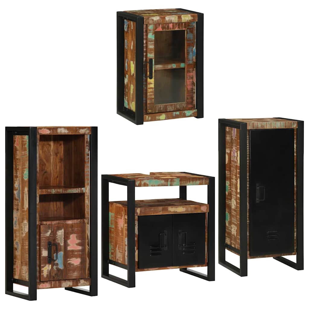 Bathroom Furniture Set 4 Pcs Multicolour Solid