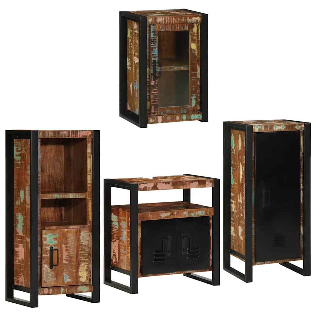Bathroom Furniture Set 4 Pcs Multicolour Solid