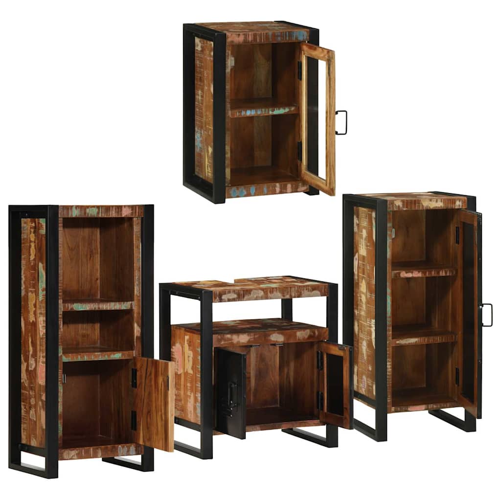 Bathroom Furniture Set 4 Pcs Multicolour Solid