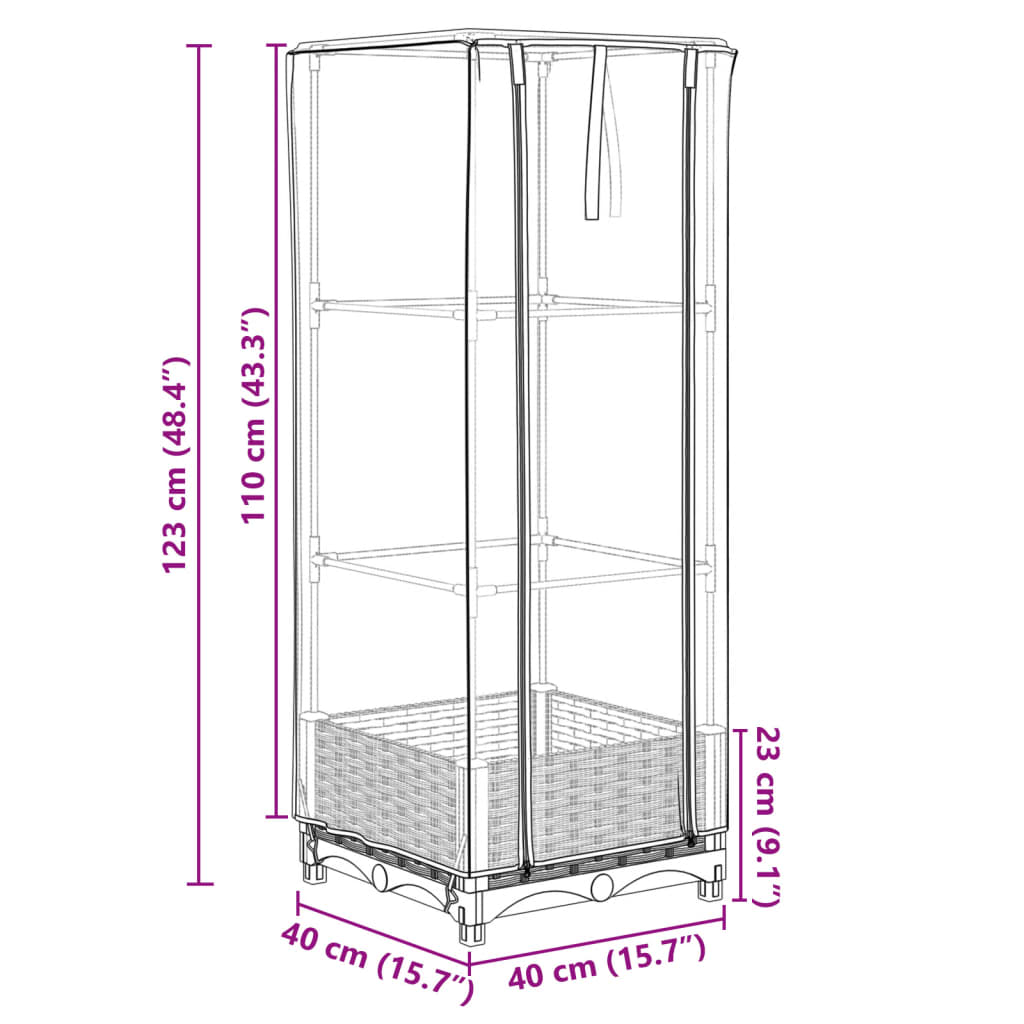 Planter Raised Garden Bed Greenhouse Cover Rattan Effect Light Grey White Black