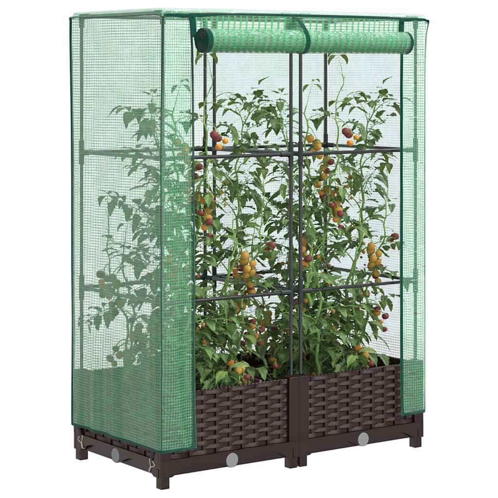 Planter Raised Garden Bed Greenhouse Cover Rattan Effect Light Grey White Black