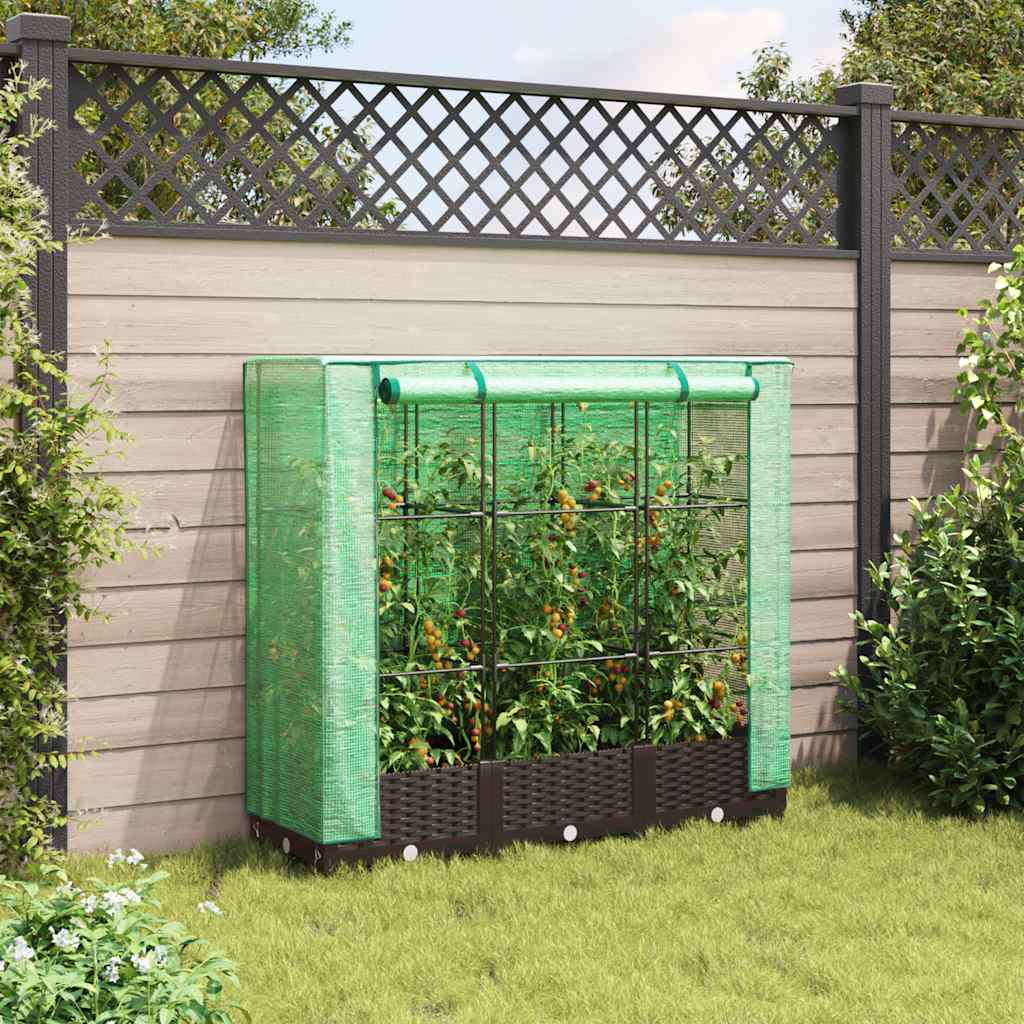 Planter Raised Garden Bed Greenhouse Cover Rattan Effect Light Grey White Black