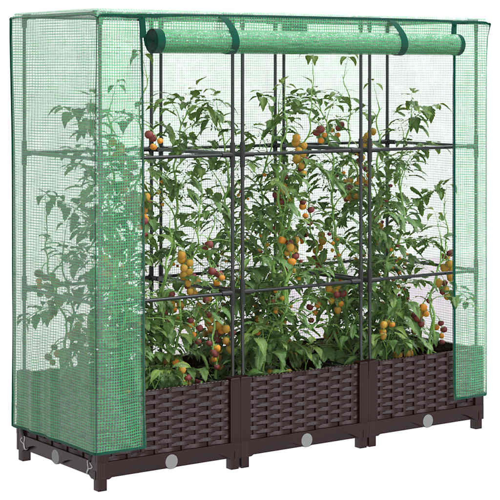 Planter Raised Garden Bed Greenhouse Cover Rattan Effect Light Grey White Black