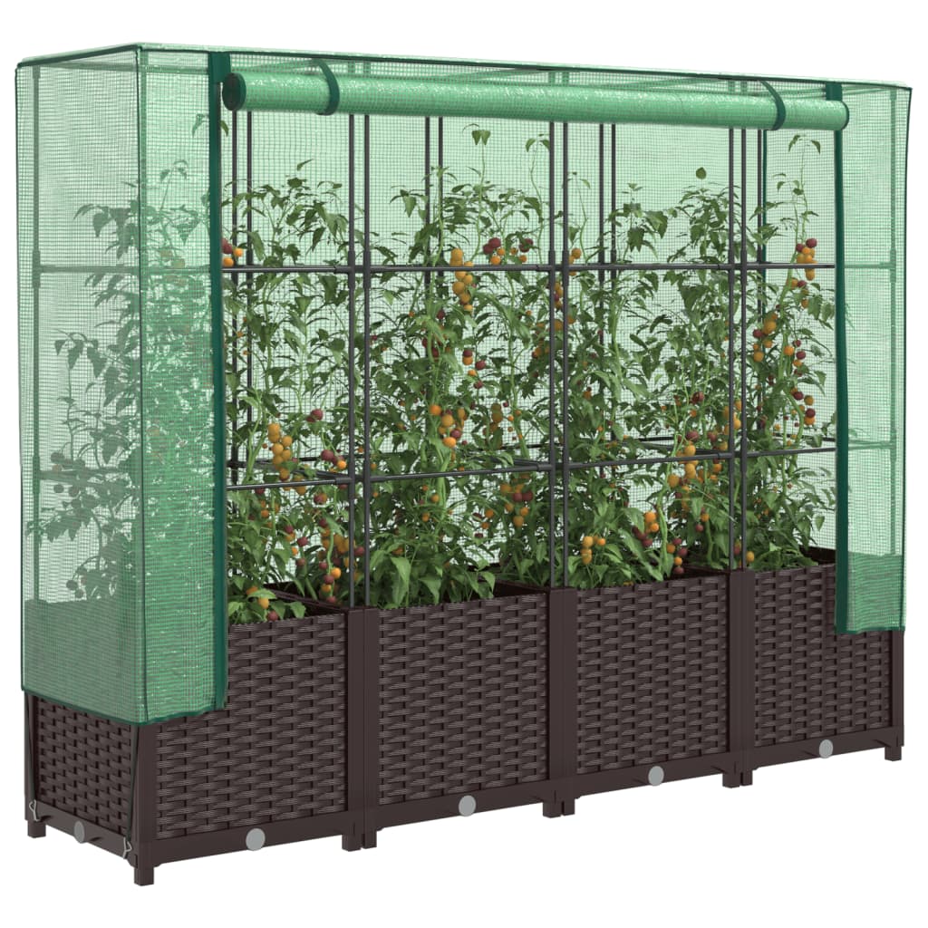 Raised Bed With Greenhouse Cover Rattan Look