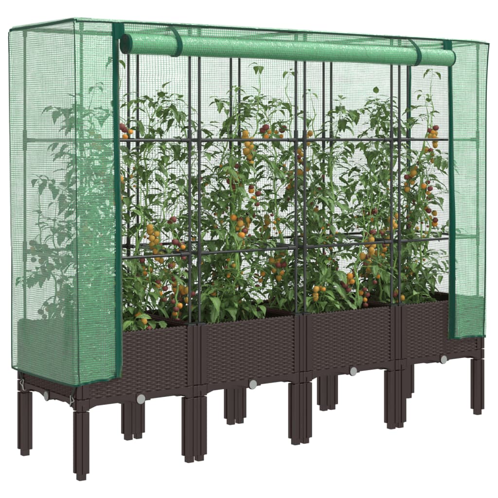 Raised Bed With Greenhouse Cover Rattan Look