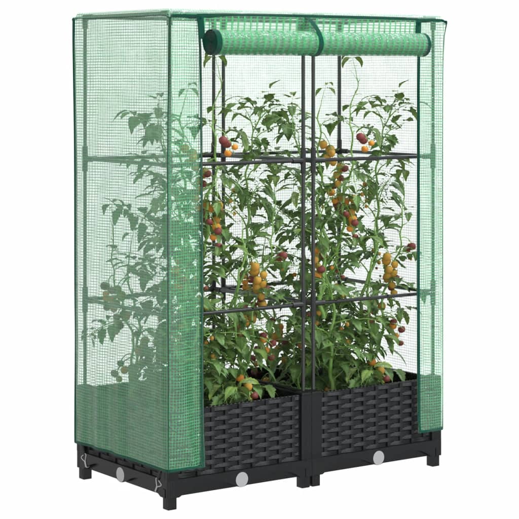 Raised Bed With Greenhouse Cover Rattan Look