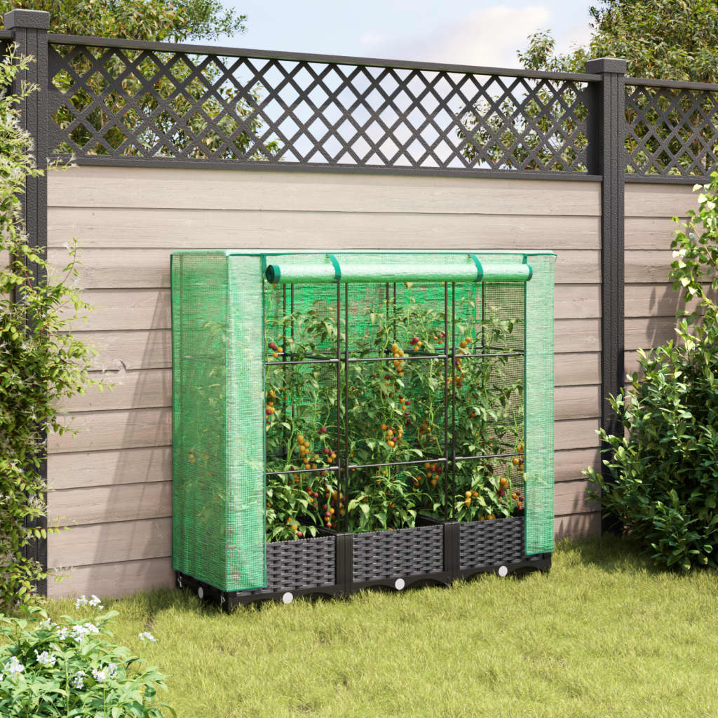Raised Bed With Greenhouse Cover Rattan Look
