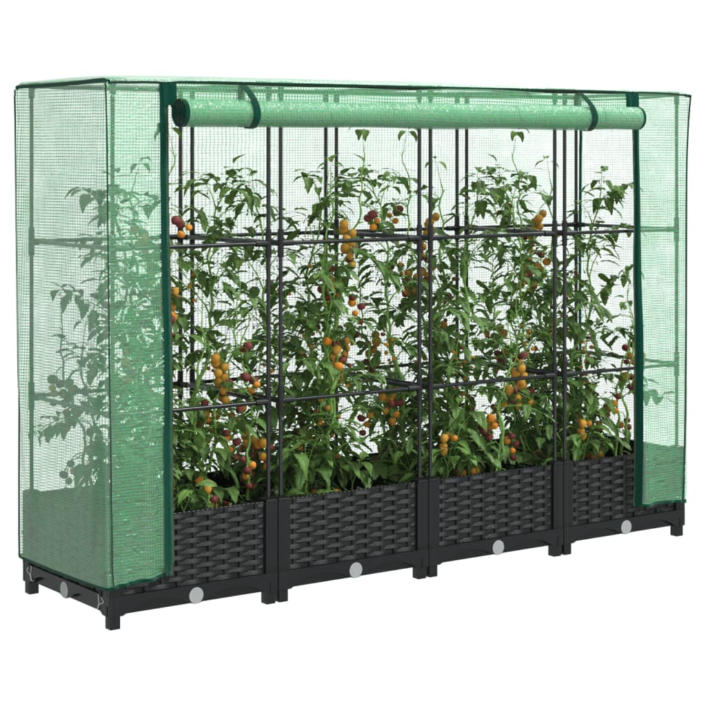 Raised Bed With Greenhouse Cover Rattan Look
