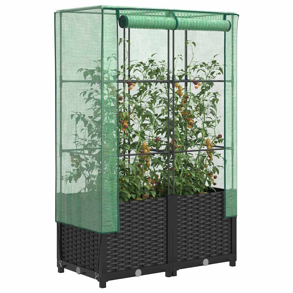 Raised Bed With Greenhouse Cover Rattan Look