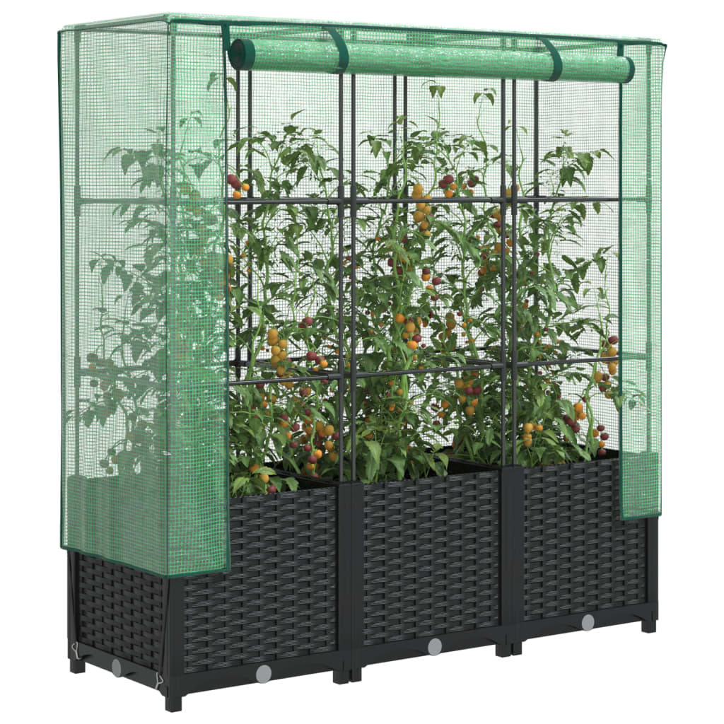 Raised Bed With Greenhouse Cover Rattan Look