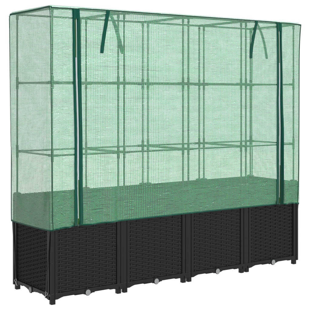 Raised Bed With Greenhouse Cover Rattan Look 160X40X153 Cm