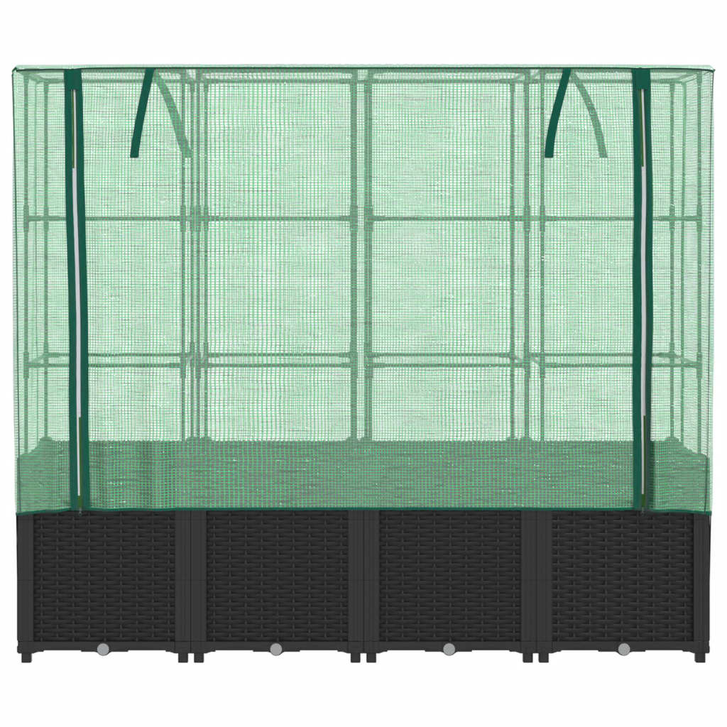 Raised Bed With Greenhouse Cover Rattan Look 160X40X153 Cm