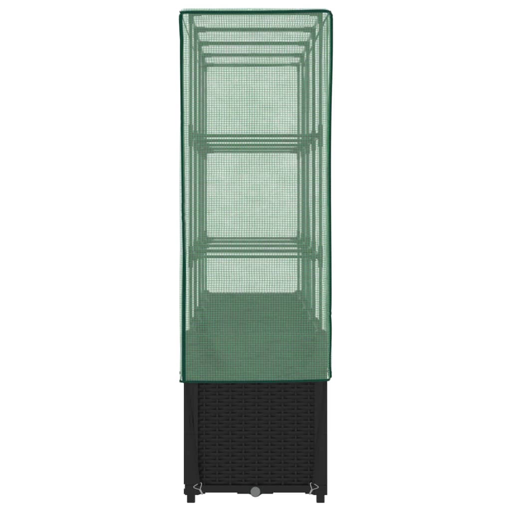 Raised Bed With Greenhouse Cover Rattan Look 160X40X153 Cm