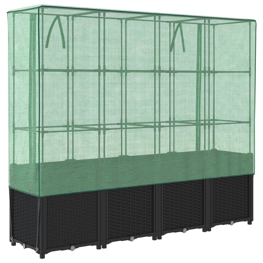 Raised Bed With Greenhouse Cover Rattan Look 160X40X153 Cm