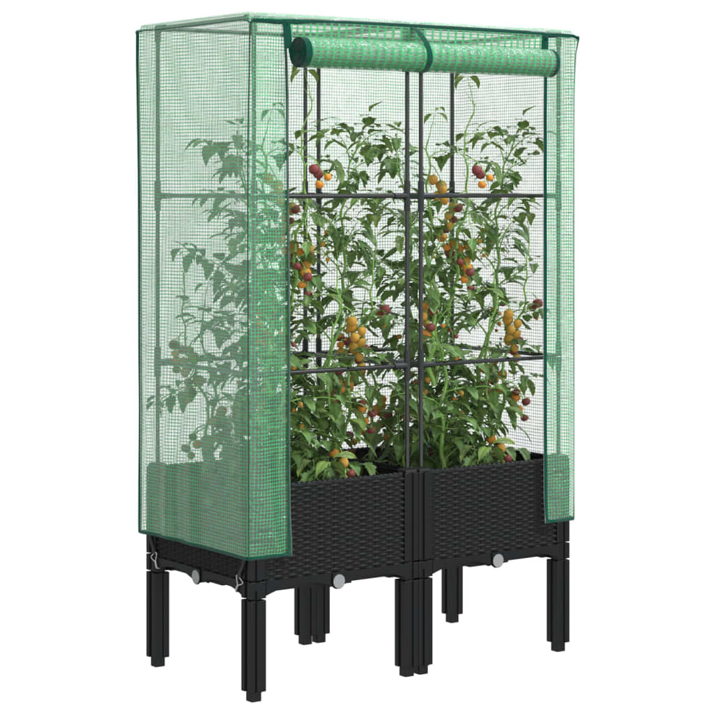 Raised Bed With Greenhouse Cover Rattan Look