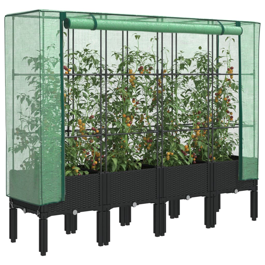 Raised Bed With Greenhouse Cover Rattan Look