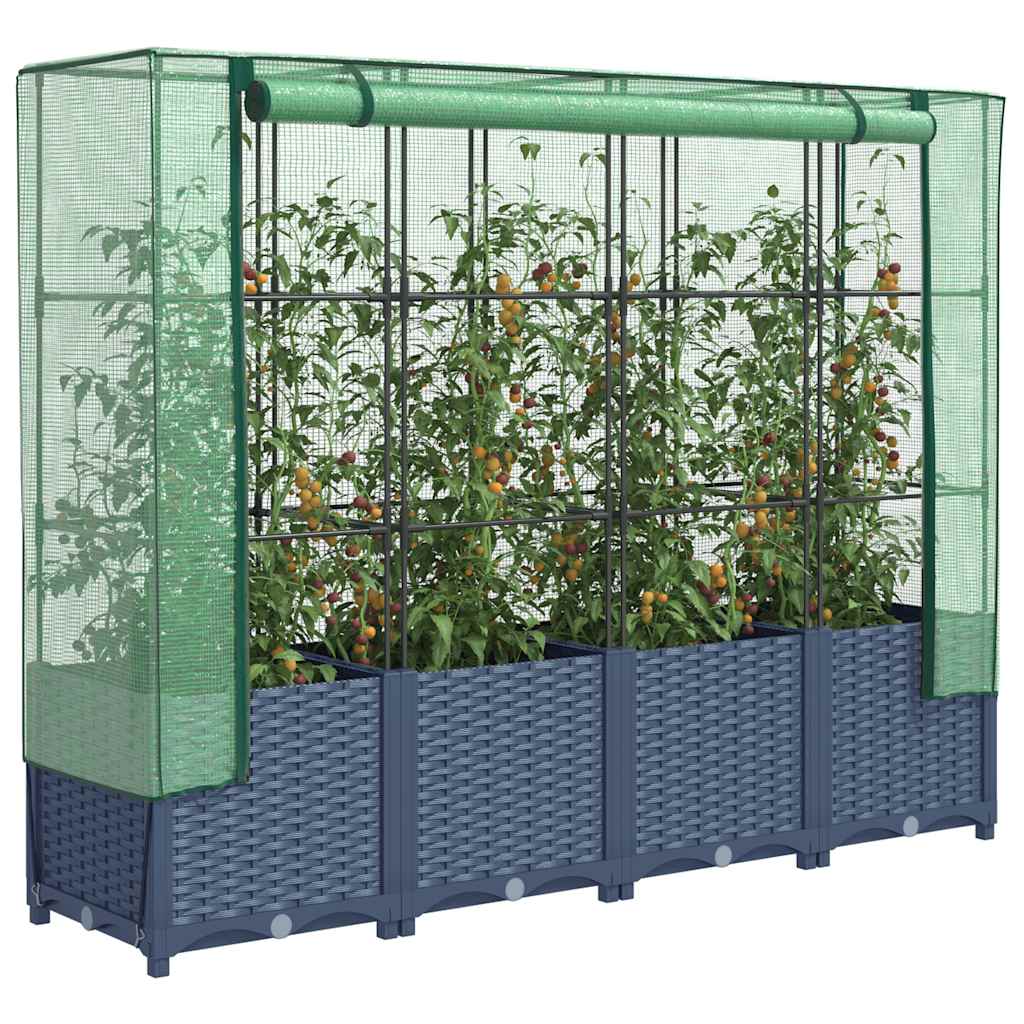 Raised Bed With Greenhouse Cover Rattan Look