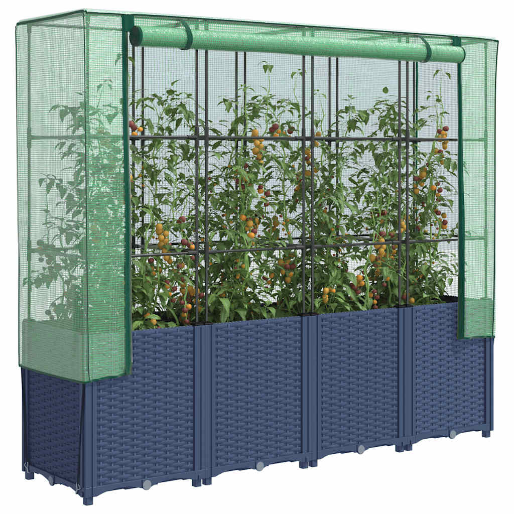 Raised Bed With Greenhouse Cover Rattan Look 160X40X153 Cm