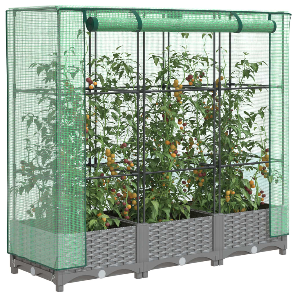 Raised Bed With Greenhouse Cover Rattan Look