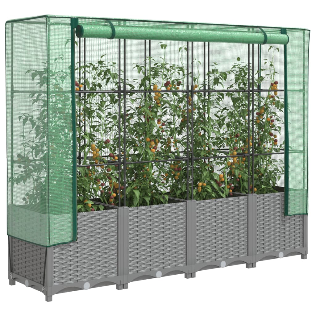 Raised Bed With Greenhouse Cover Rattan Look