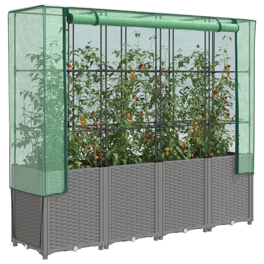 Raised Bed With Greenhouse Cover Rattan Look 160X40X153 Cm