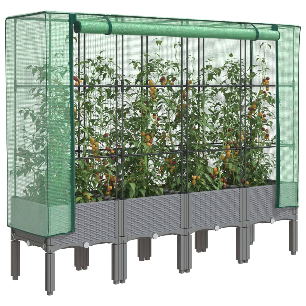 Raised Bed With Greenhouse Cover Rattan Look