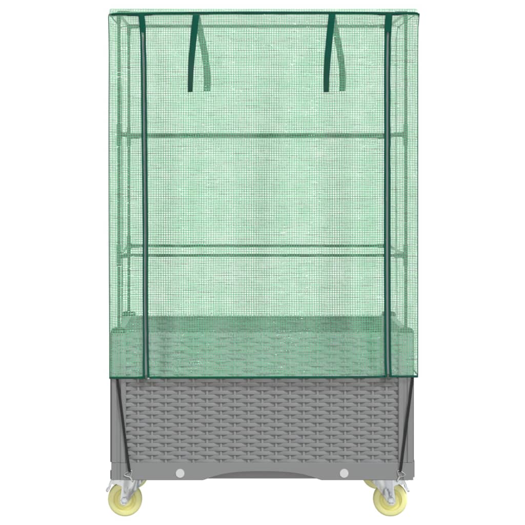 Raised Bed With Cover And Wheels Rattan Look 80X50X182 Cm