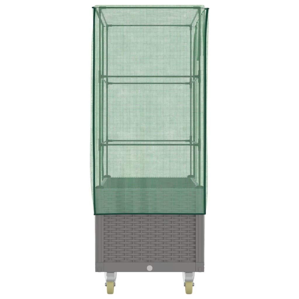 Raised Bed With Cover And Wheels Rattan Look 80X50X182 Cm
